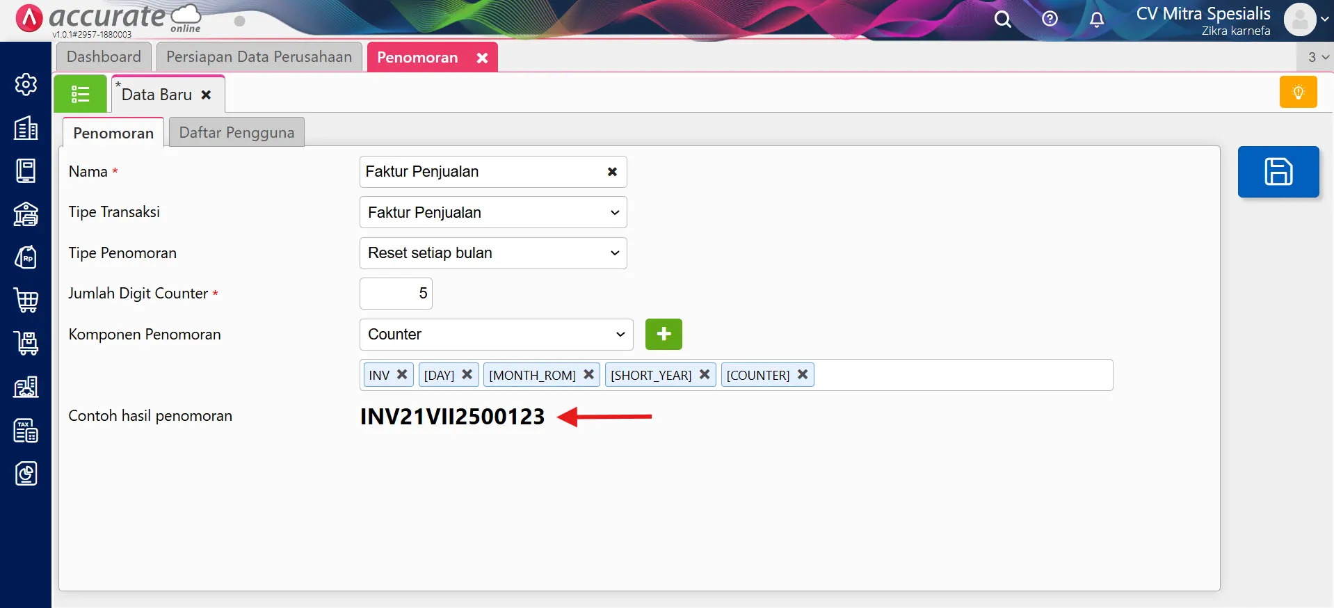 membuat penomoran otomatis